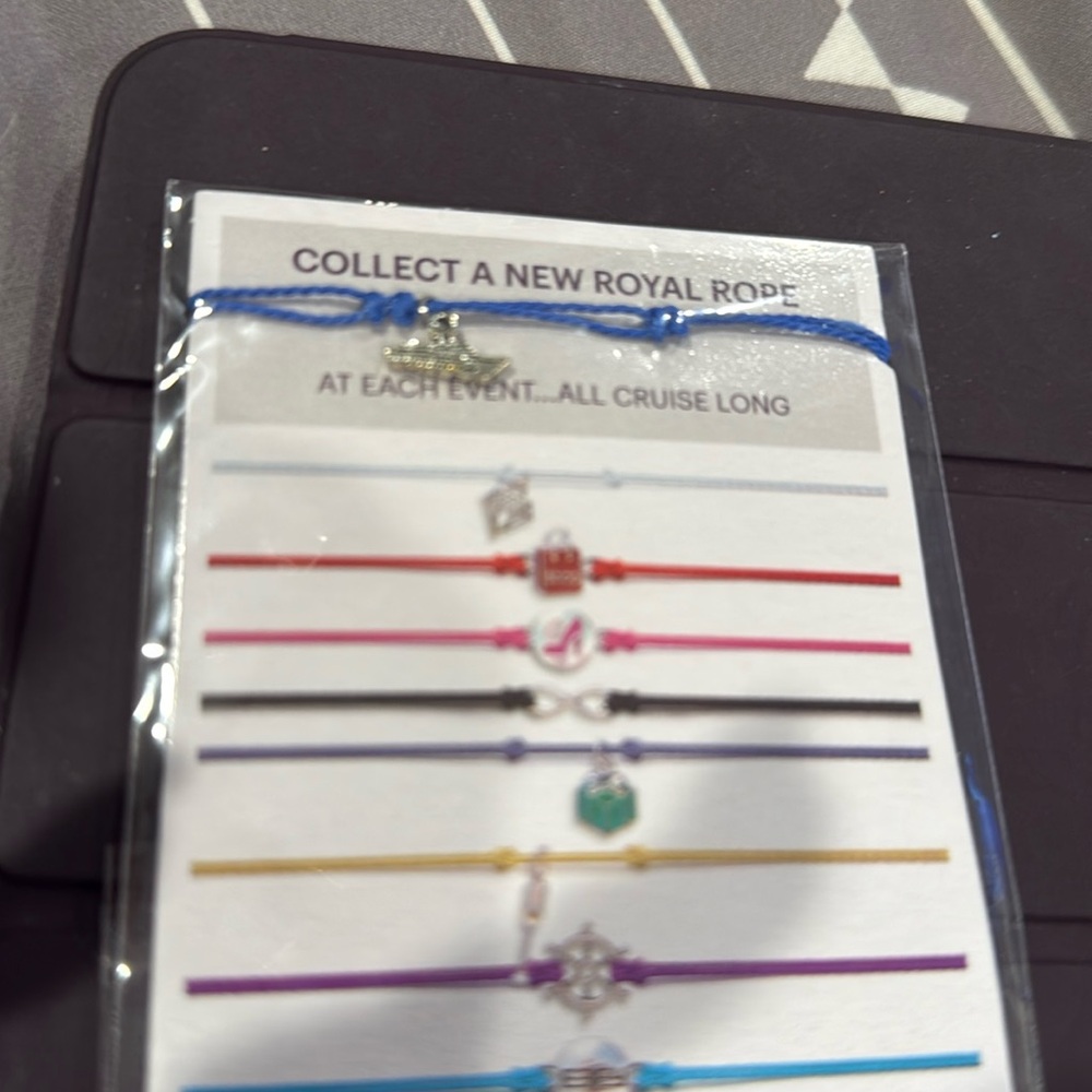 Effy Royal Caribbean Cruise Ship Charm Blue Adjustable Rope String Bracelet